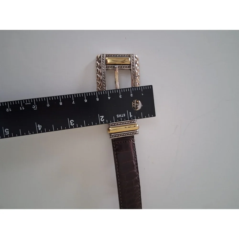 Brighton Belt Womens Sm Brown Croco Leather Mixed Metal Western Boho 44209